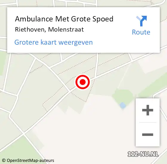 Locatie op kaart van de 112 melding: Ambulance Met Grote Spoed Naar Riethoven, Molenstraat op 30 maart 2019 13:50