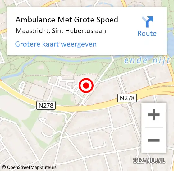 Locatie op kaart van de 112 melding: Ambulance Met Grote Spoed Naar Maastricht, Sint Hubertuslaan op 27 maart 2014 20:32