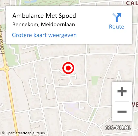 Locatie op kaart van de 112 melding: Ambulance Met Spoed Naar Bennekom, Meidoornlaan op 30 maart 2019 15:12