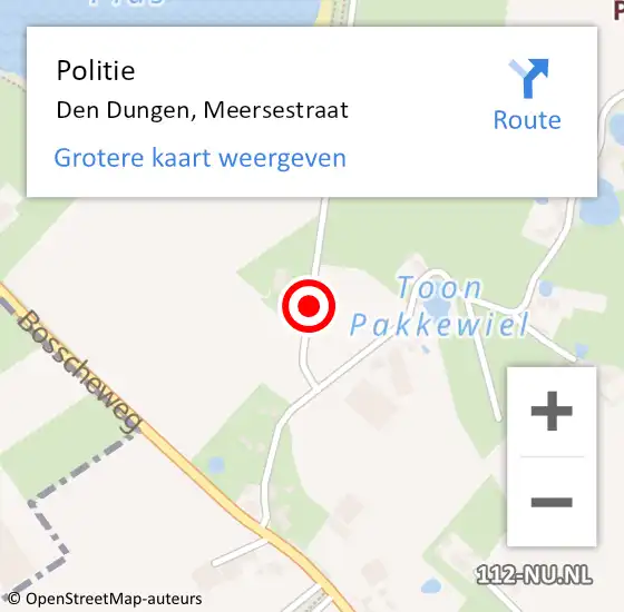 Locatie op kaart van de 112 melding: Politie Den Dungen, Meersestraat op 30 maart 2019 16:24