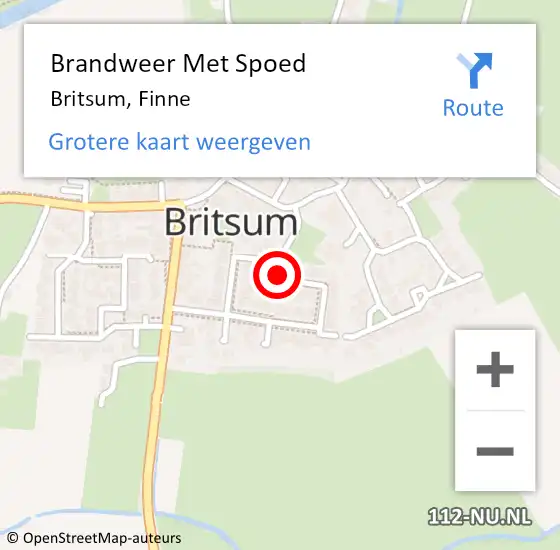 Locatie op kaart van de 112 melding: Brandweer Met Spoed Naar Britsum, Finne op 30 maart 2019 16:41