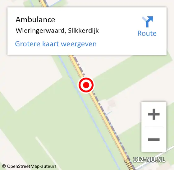 Locatie op kaart van de 112 melding: Ambulance Wieringerwaard, Slikkerdijk op 30 maart 2019 17:33