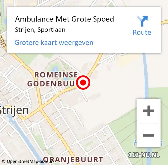 Locatie op kaart van de 112 melding: Ambulance Met Grote Spoed Naar Strijen, Sportlaan op 30 maart 2019 17:45