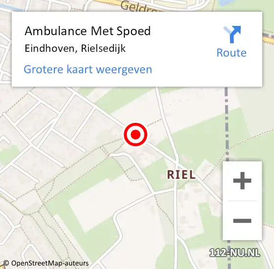 Locatie op kaart van de 112 melding: Ambulance Met Spoed Naar Eindhoven, Rielsedijk op 30 maart 2019 18:10