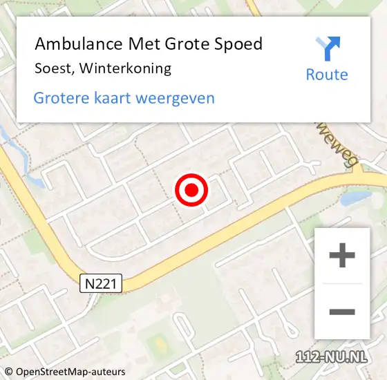 Locatie op kaart van de 112 melding: Ambulance Met Grote Spoed Naar Soest, Winterkoning op 30 maart 2019 20:03