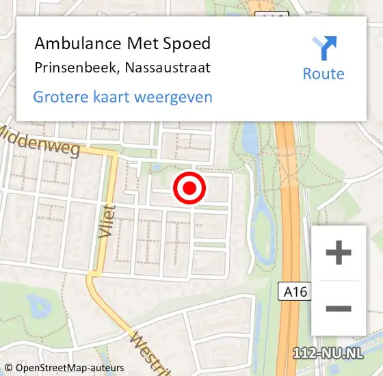 Locatie op kaart van de 112 melding: Ambulance Met Spoed Naar Prinsenbeek, Nassaustraat op 30 maart 2019 20:11