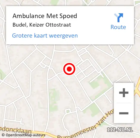 Locatie op kaart van de 112 melding: Ambulance Met Spoed Naar Budel, Keizer Ottostraat op 30 maart 2019 22:25