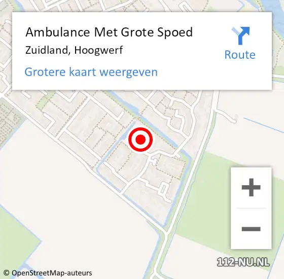 Locatie op kaart van de 112 melding: Ambulance Met Grote Spoed Naar Zuidland, Hoogwerf op 27 maart 2014 21:36