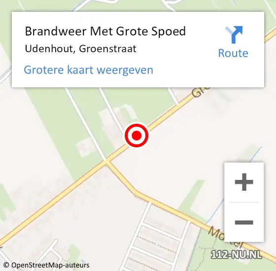 Locatie op kaart van de 112 melding: Brandweer Met Grote Spoed Naar Udenhout, Groenstraat op 30 maart 2019 23:37