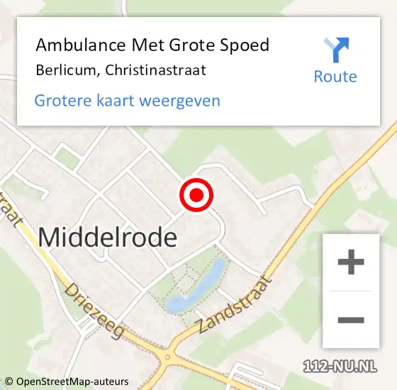 Locatie op kaart van de 112 melding: Ambulance Met Grote Spoed Naar Berlicum, Christinastraat op 30 maart 2019 23:53