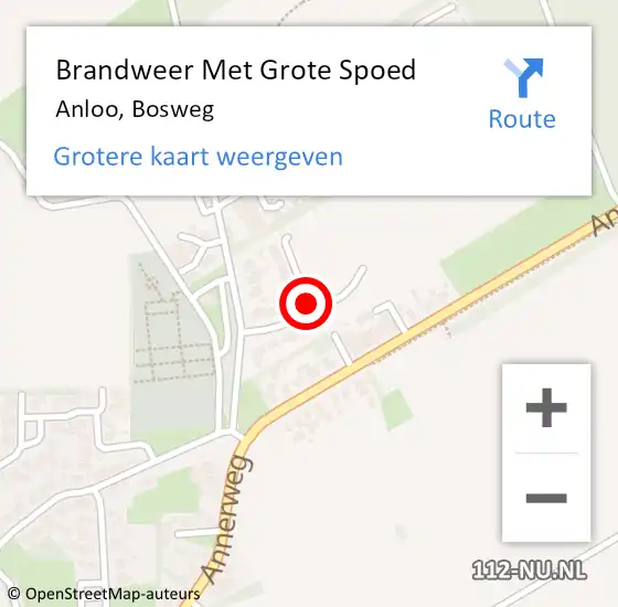 Locatie op kaart van de 112 melding: Brandweer Met Grote Spoed Naar Anloo, Bosweg op 31 maart 2019 00:32