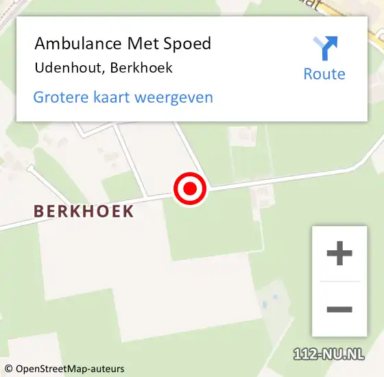 Locatie op kaart van de 112 melding: Ambulance Met Spoed Naar Udenhout, Berkhoek op 31 maart 2019 00:44