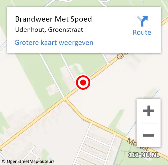 Locatie op kaart van de 112 melding: Brandweer Met Spoed Naar Udenhout, Groenstraat op 31 maart 2019 00:57