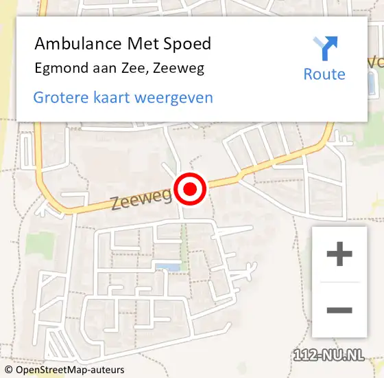 Locatie op kaart van de 112 melding: Ambulance Met Spoed Naar Egmond aan Zee, Zeeweg op 31 maart 2019 01:01