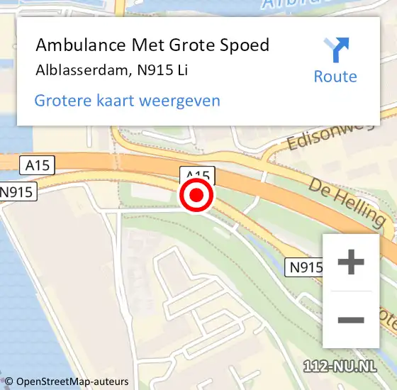 Locatie op kaart van de 112 melding: Ambulance Met Grote Spoed Naar Alblasserdam, N915 Li op 31 maart 2019 01:33