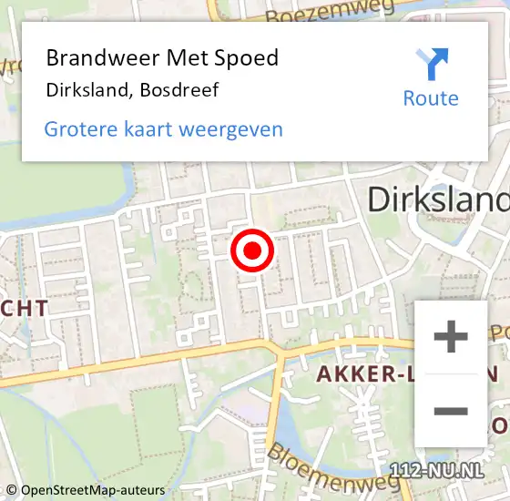 Locatie op kaart van de 112 melding: Brandweer Met Spoed Naar Dirksland, Bosdreef op 31 maart 2019 03:43