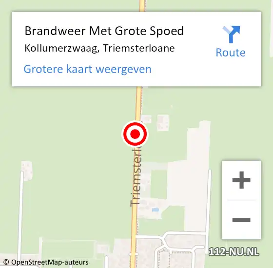 Locatie op kaart van de 112 melding: Brandweer Met Grote Spoed Naar Kollumerzwaag, Triemsterloane op 31 maart 2019 04:16