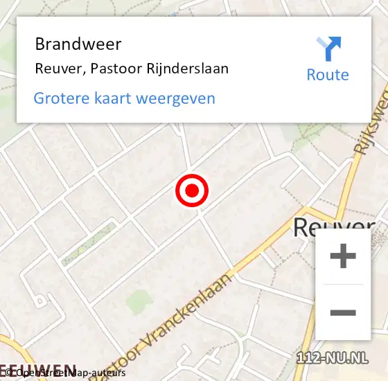Locatie op kaart van de 112 melding: Brandweer Reuver, Pastoor Rijnderslaan op 31 maart 2019 05:50