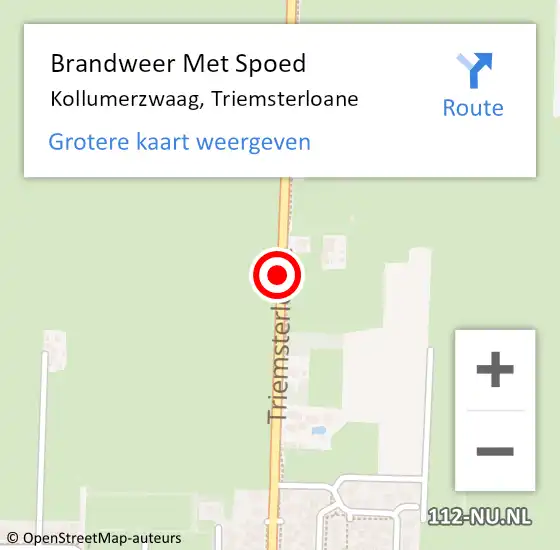 Locatie op kaart van de 112 melding: Brandweer Met Spoed Naar Kollumerzwaag, Triemsterloane op 31 maart 2019 06:40