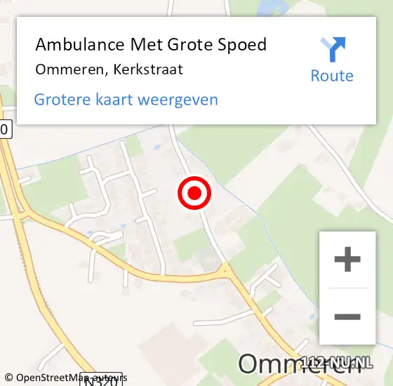 Locatie op kaart van de 112 melding: Ambulance Met Grote Spoed Naar Ommeren, Kerkstraat op 31 maart 2019 06:43