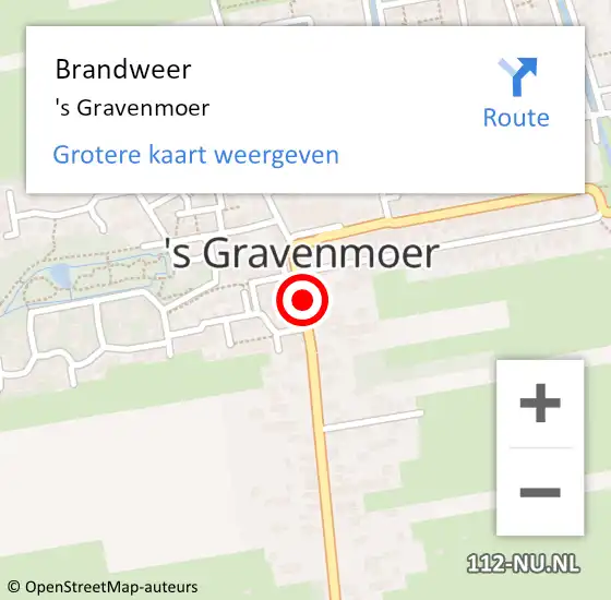 Locatie op kaart van de 112 melding: Brandweer 's Gravenmoer op 31 maart 2019 07:56