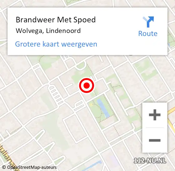 Locatie op kaart van de 112 melding: Brandweer Met Spoed Naar Wolvega, Lindenoord op 31 maart 2019 09:05