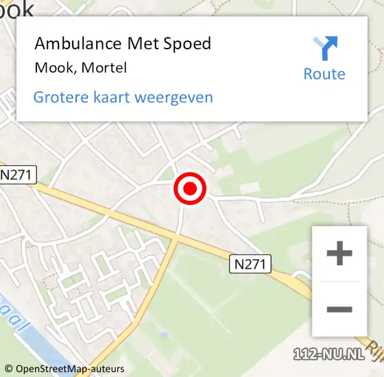 Locatie op kaart van de 112 melding: Ambulance Met Spoed Naar Mook, Mortel op 31 maart 2019 09:46