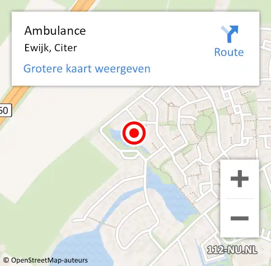 Locatie op kaart van de 112 melding: Ambulance Ewijk, Citer op 31 maart 2019 10:16