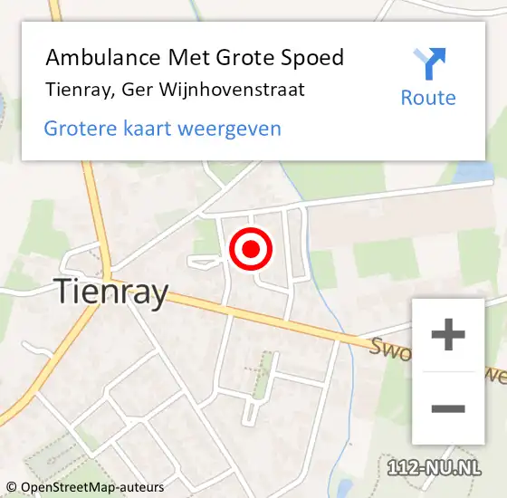 Locatie op kaart van de 112 melding: Ambulance Met Grote Spoed Naar Tienray, Ger Wijnhovenstraat op 27 maart 2014 22:26