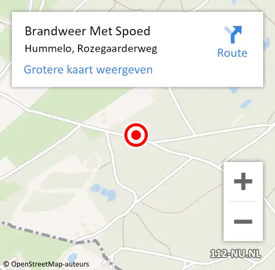 Locatie op kaart van de 112 melding: Brandweer Met Spoed Naar Hummelo, Rozegaarderweg op 31 maart 2019 10:42