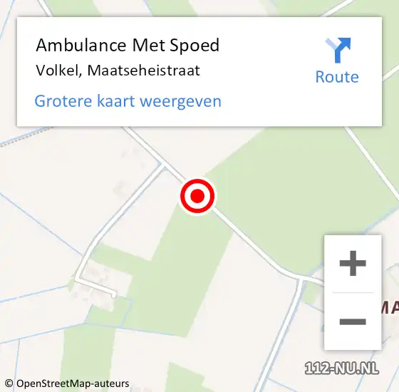 Locatie op kaart van de 112 melding: Ambulance Met Spoed Naar Volkel, Maatseheistraat op 31 maart 2019 10:45