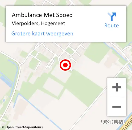 Locatie op kaart van de 112 melding: Ambulance Met Spoed Naar Vierpolders, Hogemeet op 31 maart 2019 11:29