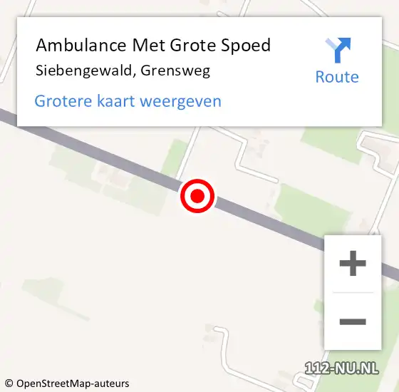 Locatie op kaart van de 112 melding: Ambulance Met Grote Spoed Naar Siebengewald, Grensweg op 31 maart 2019 11:56