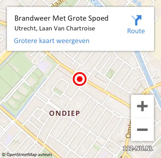 Locatie op kaart van de 112 melding: Brandweer Met Grote Spoed Naar Utrecht, Laan Van Chartroise op 31 maart 2019 12:15