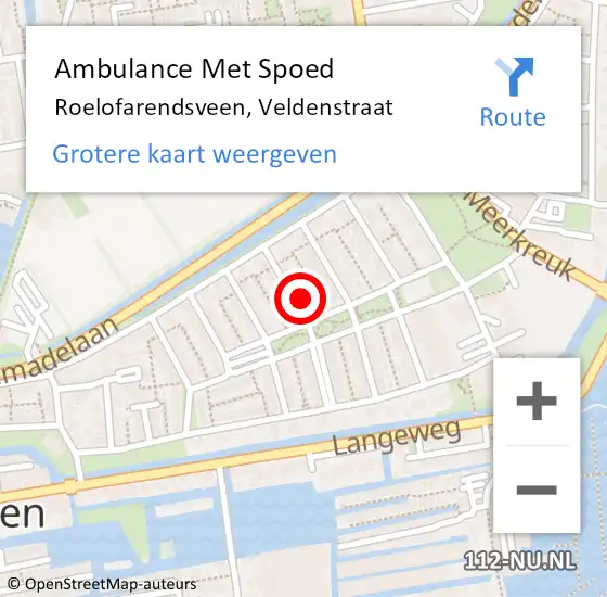 Locatie op kaart van de 112 melding: Ambulance Met Spoed Naar Roelofarendsveen, Veldenstraat op 27 maart 2014 22:41