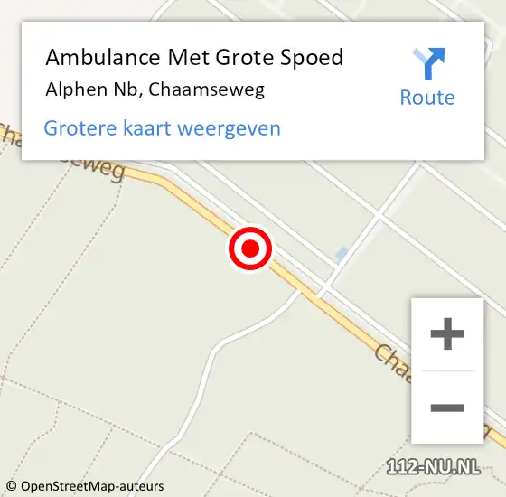 Locatie op kaart van de 112 melding: Ambulance Met Grote Spoed Naar Alphen Nb, Chaamseweg op 31 maart 2019 12:30