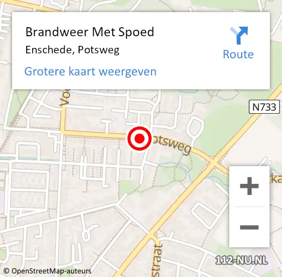 Locatie op kaart van de 112 melding: Brandweer Met Spoed Naar Enschede, Potsweg op 31 maart 2019 13:00