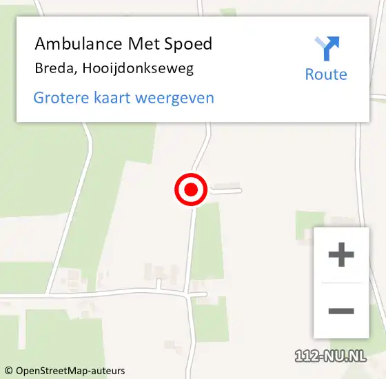 Locatie op kaart van de 112 melding: Ambulance Met Spoed Naar Breda, Hooijdonkseweg op 31 maart 2019 13:41