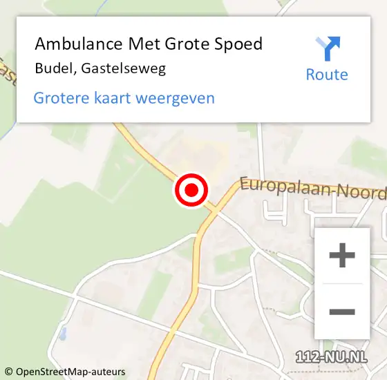 Locatie op kaart van de 112 melding: Ambulance Met Grote Spoed Naar Budel, Gastelseweg op 31 maart 2019 13:43