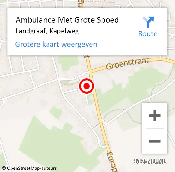 Locatie op kaart van de 112 melding: Ambulance Met Grote Spoed Naar Landgraaf, Kapelweg op 27 maart 2014 23:03