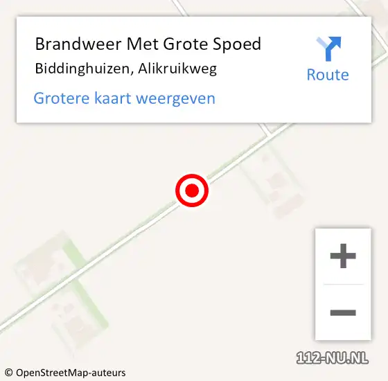 Locatie op kaart van de 112 melding: Brandweer Met Grote Spoed Naar Biddinghuizen, Alikruikweg op 31 maart 2019 14:57