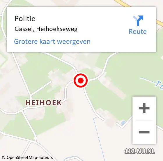 Locatie op kaart van de 112 melding: Politie Gassel, Heihoekseweg op 31 maart 2019 15:27