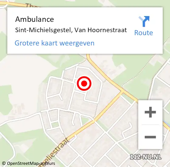 Locatie op kaart van de 112 melding: Ambulance Sint-Michielsgestel, Van Hoornestraat op 31 maart 2019 15:44