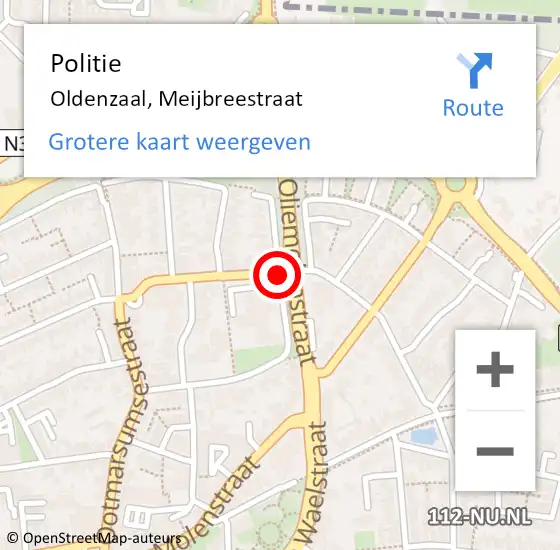 Locatie op kaart van de 112 melding: Politie Oldenzaal, Meijbreestraat op 31 maart 2019 15:57