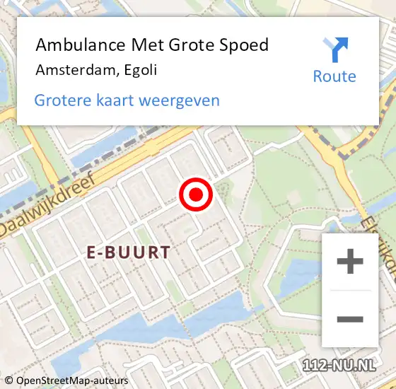 Locatie op kaart van de 112 melding: Ambulance Met Grote Spoed Naar Amsterdam, Egoli op 31 maart 2019 18:12