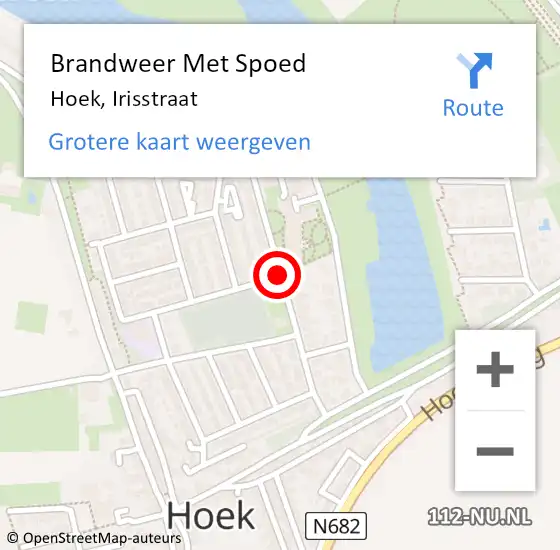 Locatie op kaart van de 112 melding: Brandweer Met Spoed Naar Hoek, Irisstraat op 31 maart 2019 19:01