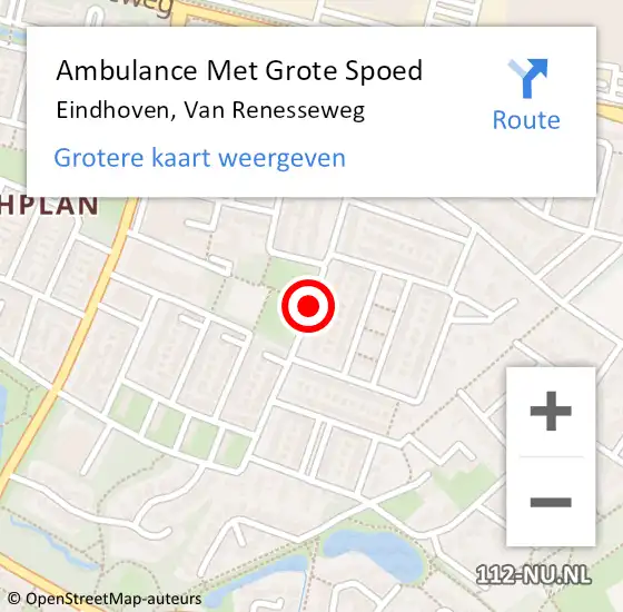 Locatie op kaart van de 112 melding: Ambulance Met Grote Spoed Naar Eindhoven, Van Renesseweg op 31 maart 2019 22:09