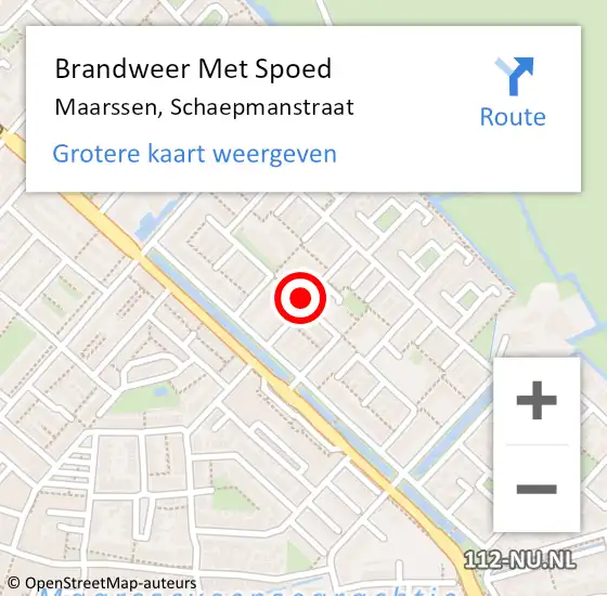 Locatie op kaart van de 112 melding: Brandweer Met Spoed Naar Maarssen, Schaepmanstraat op 1 april 2019 00:52