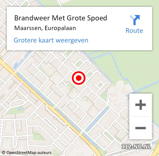 Locatie op kaart van de 112 melding: Brandweer Met Grote Spoed Naar Maarssen, Europalaan op 1 april 2019 00:53