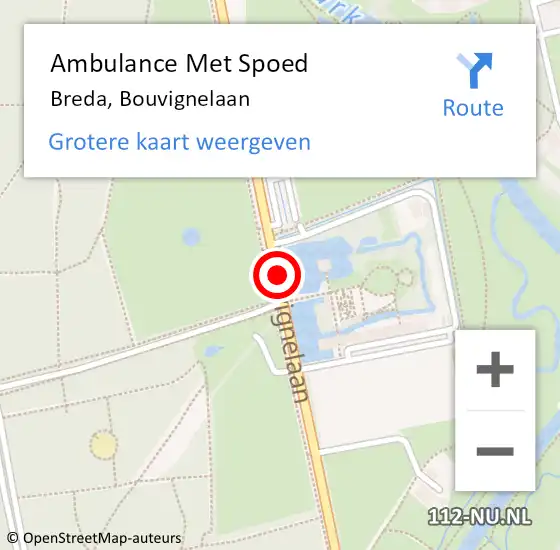 Locatie op kaart van de 112 melding: Ambulance Met Spoed Naar Breda, Bouvignelaan op 1 april 2019 01:03
